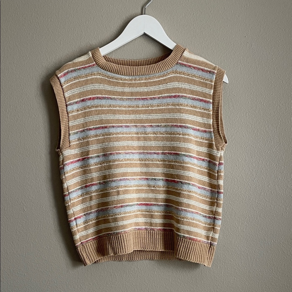 Vintage Garland Striped Sleeveless Knit Top